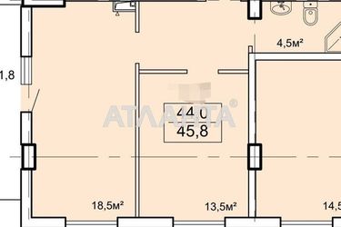 1-комнатная квартира по адресу Ванный пер. (площадь 45,8 м²) - Atlanta.ua - фото 14