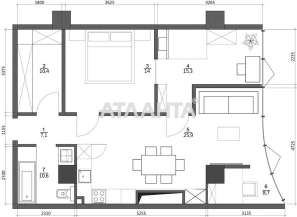 2-rooms apartment apartment by the address st. Genuezskaya (area 74,0 m2) - Atlanta.ua - photo 5