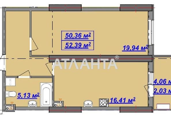 1-кімнатна квартира за адресою вул. Дача ковалевського (площа 53,4 м2) - Atlanta.ua - фото 2
