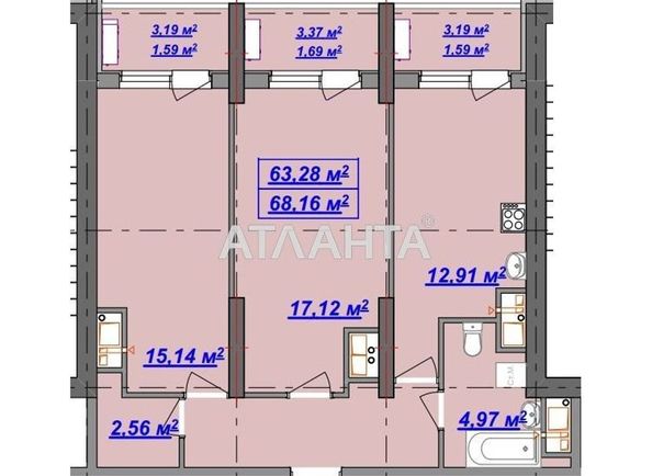 2-rooms apartment apartment by the address st. Dacha kovalevskogo Amundsena (area 68,2 m2) - Atlanta.ua - photo 2