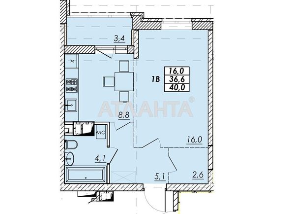 1-кімнатна квартира за адресою вул. Прохорівська (площа 40,9 м²) - Atlanta.ua - фото 4