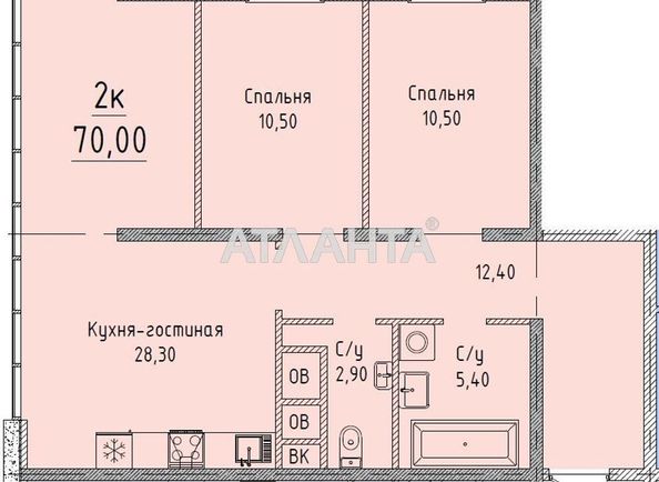 2-rooms apartment apartment by the address st. Gagarinskoe plato (area 70,0 m2) - Atlanta.ua
