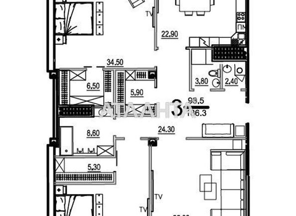 3-rooms apartment apartment by the address st. Frantsuzskiy bul Proletarskiy bul (area 190,2 m2) - Atlanta.ua - photo 4