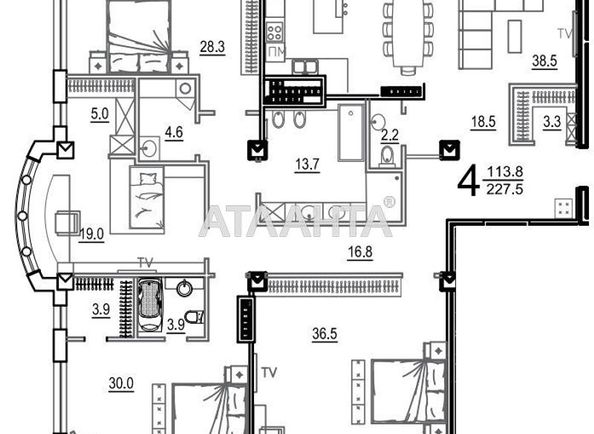 4+-rooms apartment apartment by the address st. Frantsuzskiy bul Proletarskiy bul (area 227,1 m2) - Atlanta.ua - photo 4