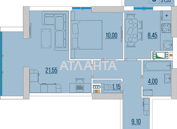 2-кімнатна квартира за адресою вул. Бугаївська (площа 58,1 м2) - Atlanta.ua