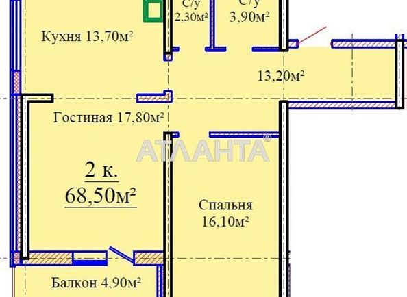 2-rooms apartment apartment by the address st. Zhabotinskogo Proletarskaya (area 68,5 m2) - Atlanta.ua - photo 3