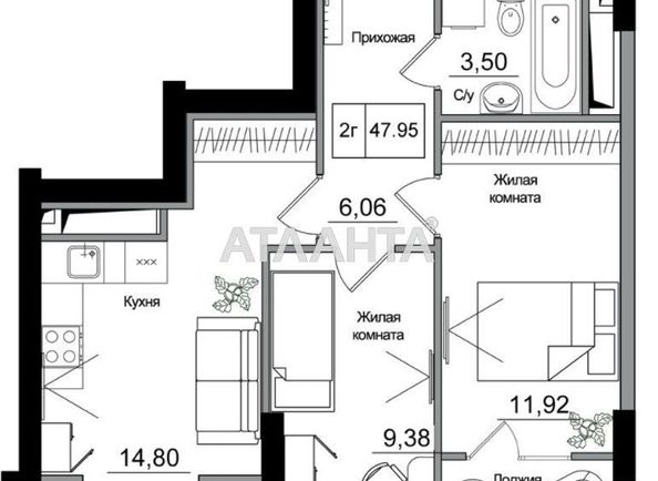 2-rooms apartment apartment by the address st. 7 km ovidiopolskoy dor (area 48,0 m2) - Atlanta.ua - photo 7