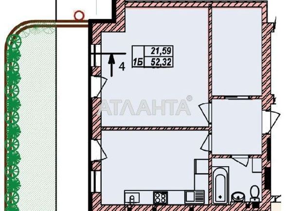1-room apartment apartment by the address st. Mayskiy per (area 54,3 m2) - Atlanta.ua