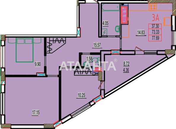 3-rooms apartment apartment by the address st. Stroitelnaya (area 78,0 m2) - Atlanta.ua - photo 3