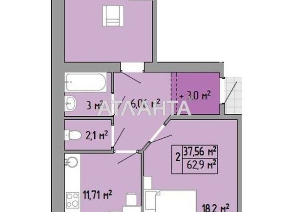 2-комнатная квартира по адресу Небесной Сотни пр. (площадь 64,5 м2) - Atlanta.ua