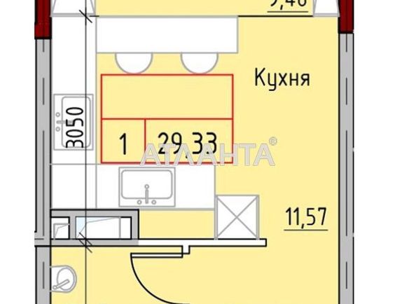 1-room apartment apartment by the address st. Mayachnyy per (area 29,3 m2) - Atlanta.ua - photo 4