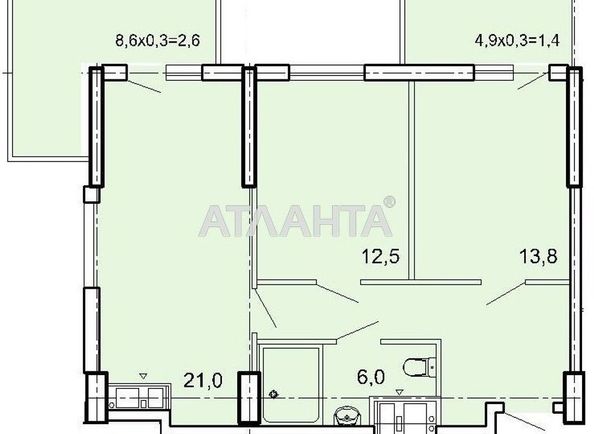 2-rooms apartment apartment by the address st. Fontanskaya dor Perekopskoy Divizii (area 68,6 m2) - Atlanta.ua - photo 2