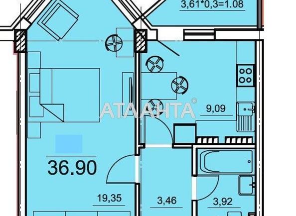 1-комнатная квартира (площадь 36,9 м2) - Atlanta.ua - фото 4