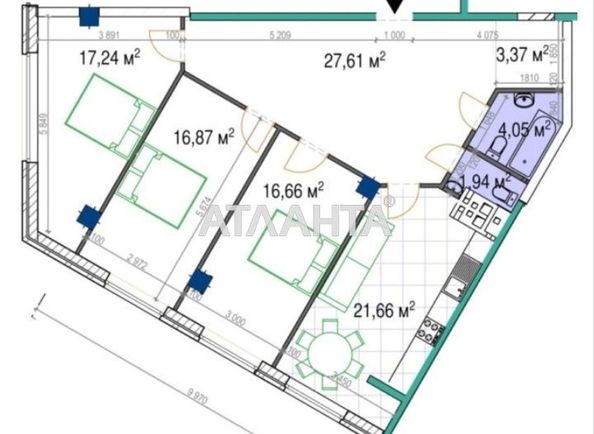 3-кімнатна квартира за адресою вул. Генуезька (площа 111,9 м²) - Atlanta.ua