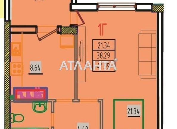 1-room apartment apartment by the address st. Stroitelnaya (area 42,0 m2) - Atlanta.ua - photo 2