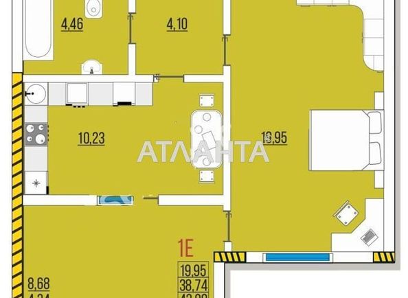 1-комнатная квартира по адресу ул. Строительная (площадь 43,0 м2) - Atlanta.ua - фото 2