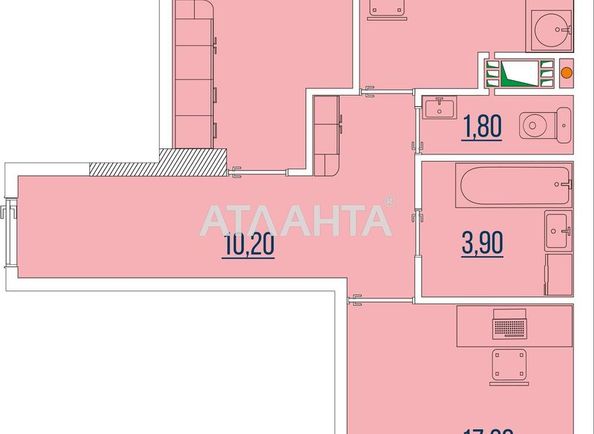 2-комнатная квартира по адресу ул. Бугаевская (площадь 60,6 м²) - Atlanta.ua