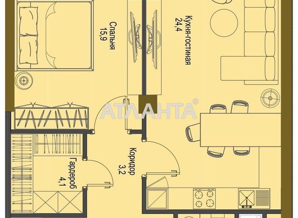 1-кімнатна квартира за адресою вул. Французький бульв. (площа 65,3 м2) - Atlanta.ua - фото 5