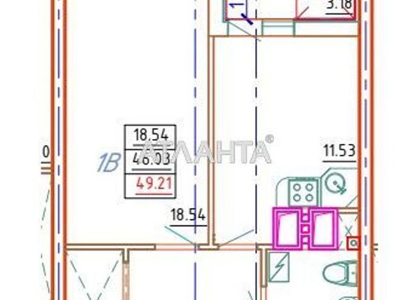 1-кімнатна квартира за адресою вул. Середньофонтанська (площа 49,5 м²) - Atlanta.ua - фото 2