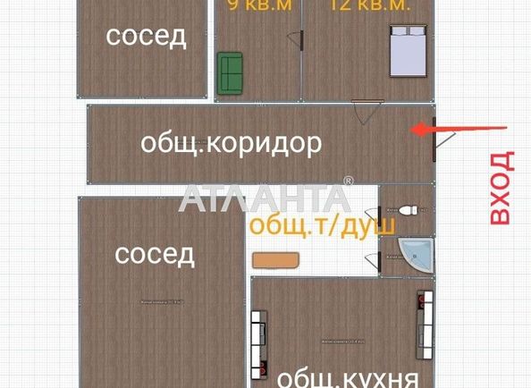 Room in dormitory apartment by the address st. Promyshlennaya (area 21,0 m2) - Atlanta.ua - photo 7