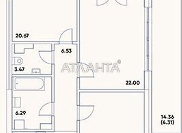 2-кімнатна квартира за адресою вул. Рєпіна (площа 97,0 м2) - Atlanta.ua - фото 4
