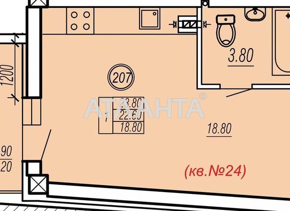 1-room apartment apartment by the address st. Stepovaya (area 23,6 m2) - Atlanta.ua - photo 2