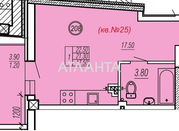 1-room apartment apartment by the address st. Stepovaya (area 23,4 m2) - Atlanta.ua - photo 2