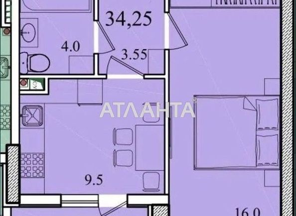 1-комнатная квартира по адресу Глушко ак. Пр. (площадь 34,0 м2) - Atlanta.ua - фото 7