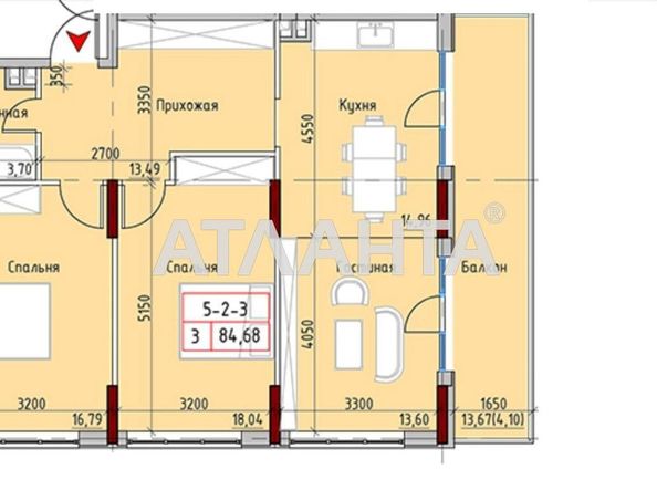 1-room apartment apartment by the address st. Mayachnyy per (area 85,1 m2) - Atlanta.ua