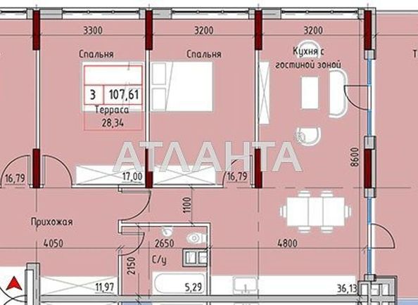 1-room apartment apartment by the address st. Mayachnyy per (area 118,6 m2) - Atlanta.ua - photo 2