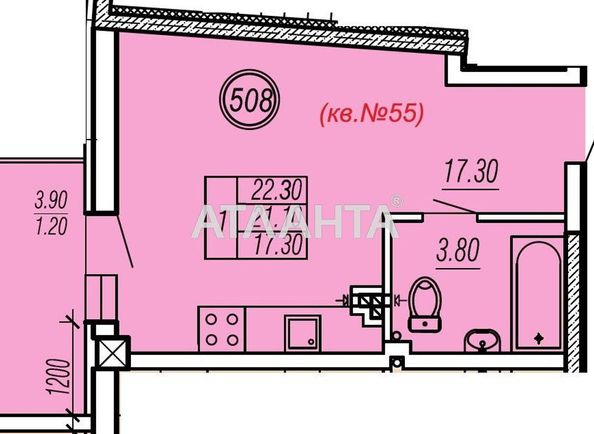 1-room apartment apartment by the address st. Stepovaya (area 21,8 m2) - Atlanta.ua
