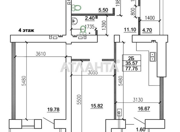 2-rooms apartment apartment by the address st. Litvaka Borisa Zaslavskogo (area 78,0 m2) - Atlanta.ua