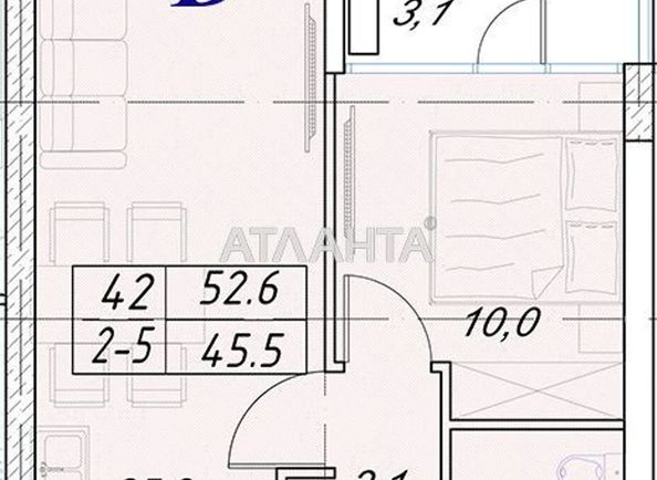 1-room apartment apartment by the address st. Naberezhnaya (area 52,6 m2) - Atlanta.ua - photo 3
