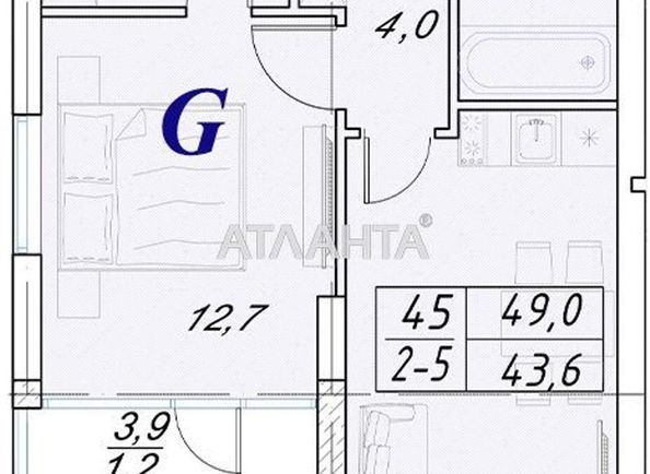 1-комнатная квартира по адресу ул. Набережная (площадь 49 м²) - Atlanta.ua