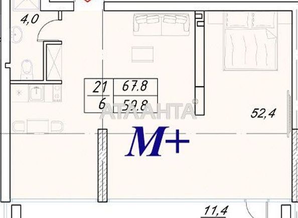 1-room apartment apartment by the address st. Naberezhnaya (area 67,8 m2) - Atlanta.ua