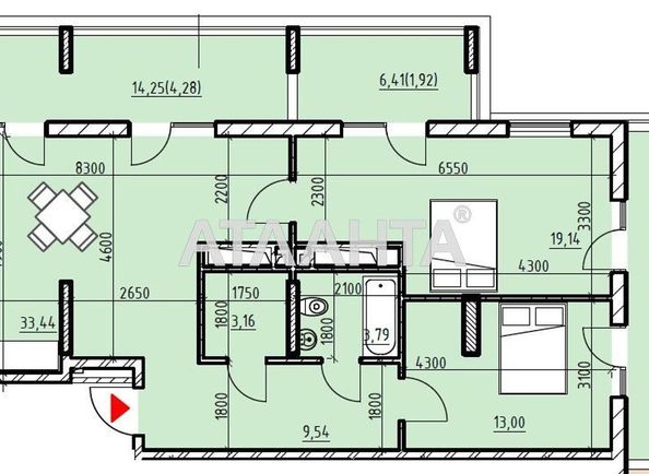 2-rooms apartment apartment by the address st. Radostnaya (area 92,8 m2) - Atlanta.ua
