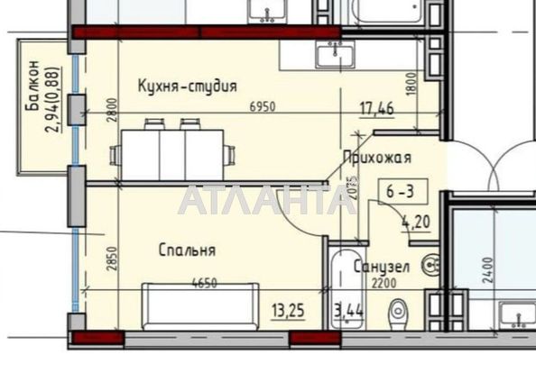 1-room apartment apartment by the address st. Radostnaya (area 41,0 m2) - Atlanta.ua - photo 4