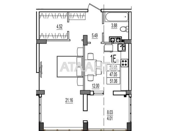 1-room apartment apartment by the address st. Stroitelnaya (area 52,0 m2) - Atlanta.ua - photo 5