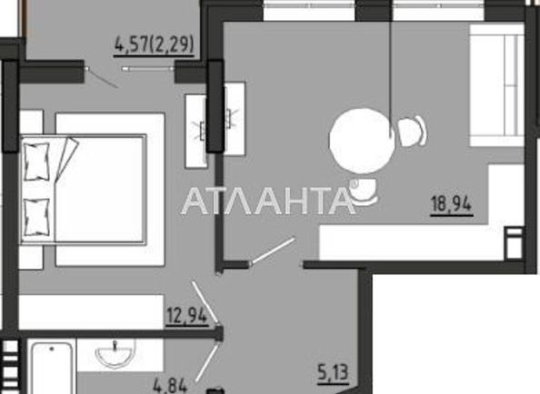 1-комнатная квартира по адресу ул. Чехова (площадь 44,2 м2) - Atlanta.ua