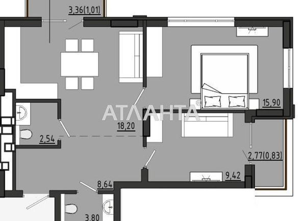 2-кімнатна квартира за адресою вул. Чехова (площа 60,9 м2) - Atlanta.ua