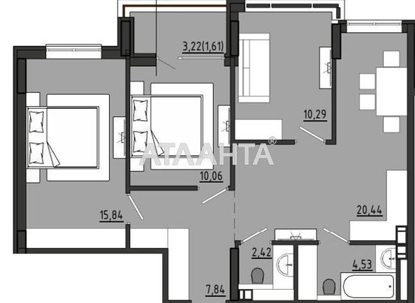 3-комнатная квартира по адресу ул. Чехова (площадь 73,1 м2) - Atlanta.ua - фото 2