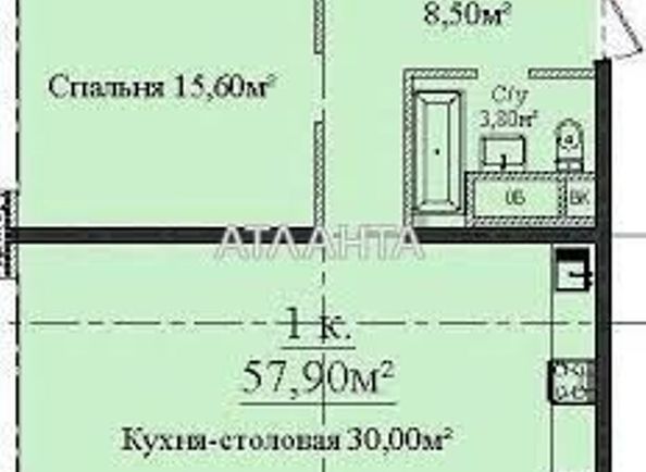 1-кімнатна квартира за адресою вул. Гагарінське плато (площа 57,9 м²) - Atlanta.ua - фото 2