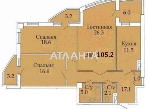 3-комнатная квартира по адресу Люстдорфская дор. (площадь 105,3 м²) - Atlanta.ua - фото 4
