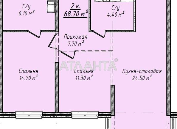 2-rooms apartment apartment by the address st. Kanatnaya Sverdlova (area 68,7 m2) - Atlanta.ua