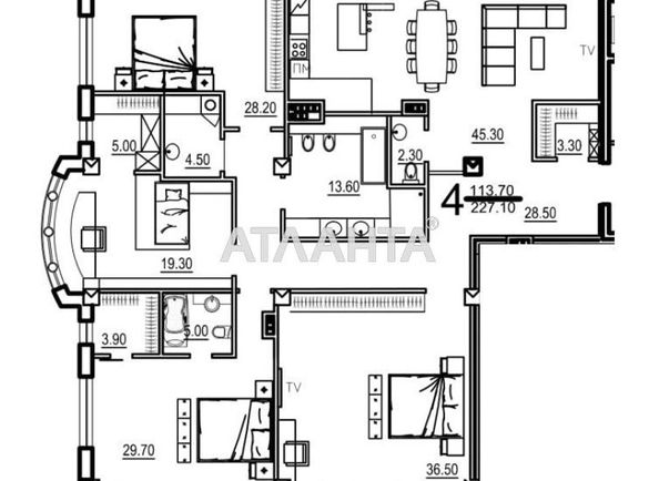 4+-rooms apartment apartment by the address st. Frantsuzskiy bul Proletarskiy bul (area 227,1 m2) - Atlanta.ua
