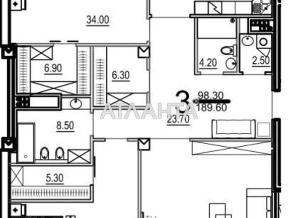 3-rooms apartment apartment by the address st. Frantsuzskiy bul Proletarskiy bul (area 187,0 m2) - Atlanta.ua