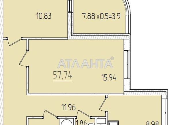 2-rooms apartment apartment by the address st. Krasnova (area 64,7 m2) - Atlanta.ua - photo 3