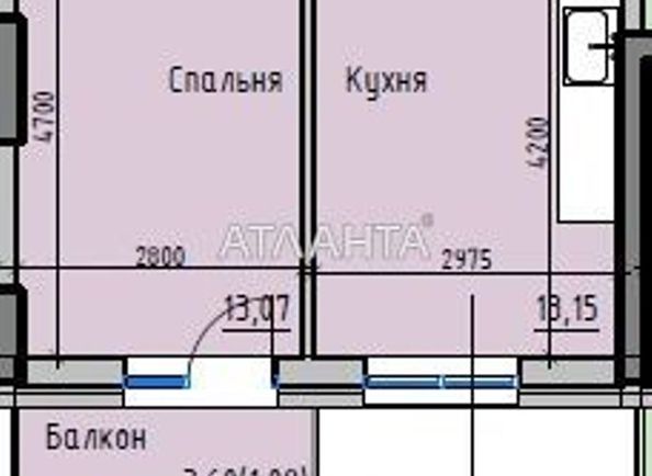 1-room apartment apartment by the address st. Radostnaya (area 38,5 m2) - Atlanta.ua