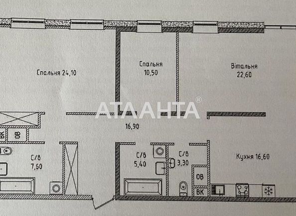 3-кімнатна квартира за адресою вул. Гагарінське плато (площа 110,0 м2) - Atlanta.ua - фото 3