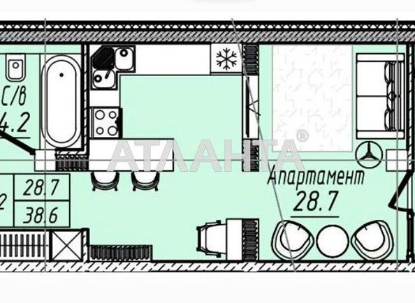 1-room apartment apartment by the address st. Arkadiyskaya Alleya (area 38,0 m2) - Atlanta.ua - photo 3